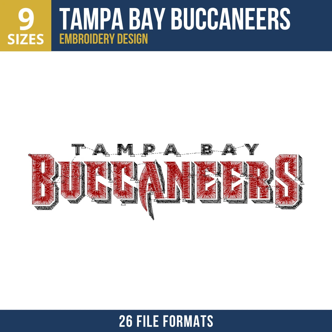 Tampa Bay Buccaneers Wordmark Embroidery Design