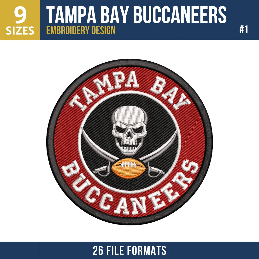 Tampa Bay Buccaneers Embroidery Bundle | 6 Designs
