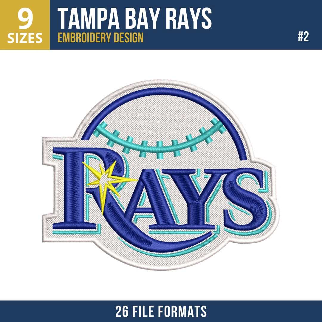 Tampa Bay Rays Embroidery Bundle – 6 Designs, 26 Formats