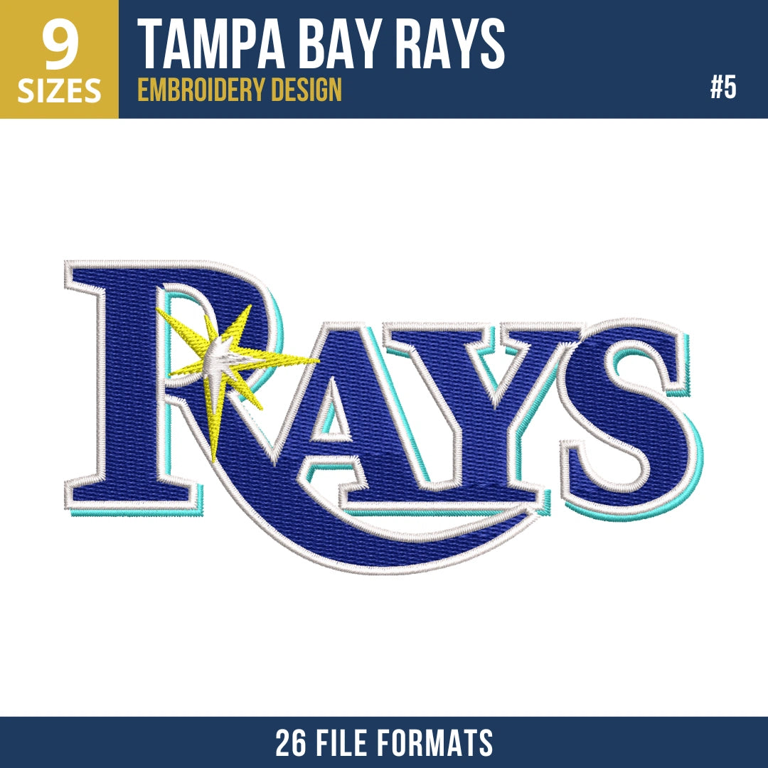 Tampa Bay Rays Embroidery Bundle – 6 Designs, 26 Formats