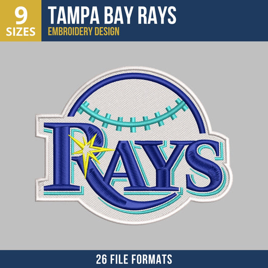 Tampa Bay Rays Wordmark Baseball Embroidery Design
