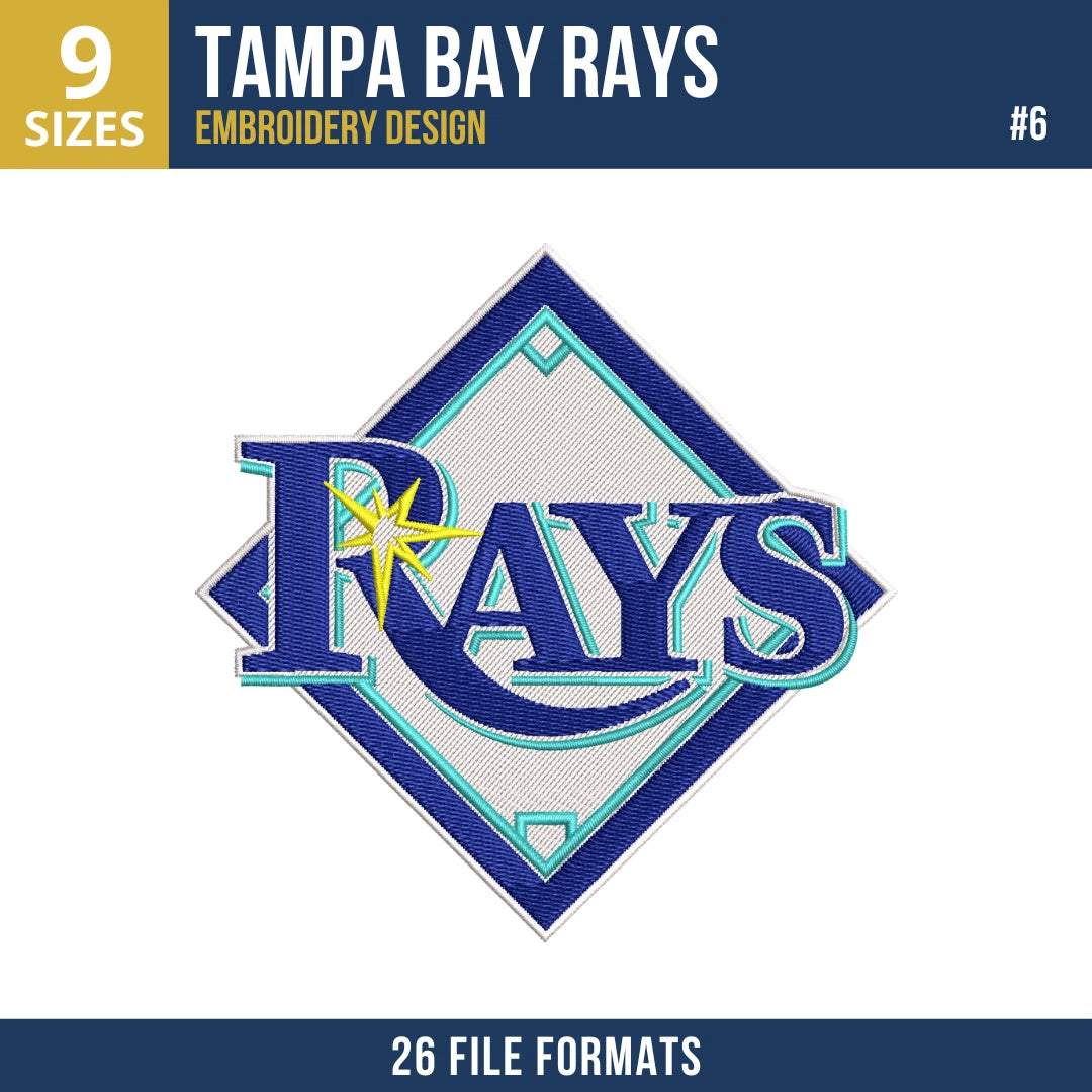 Tampa Bay Rays Embroidery Bundle – 6 Designs, 26 Formats