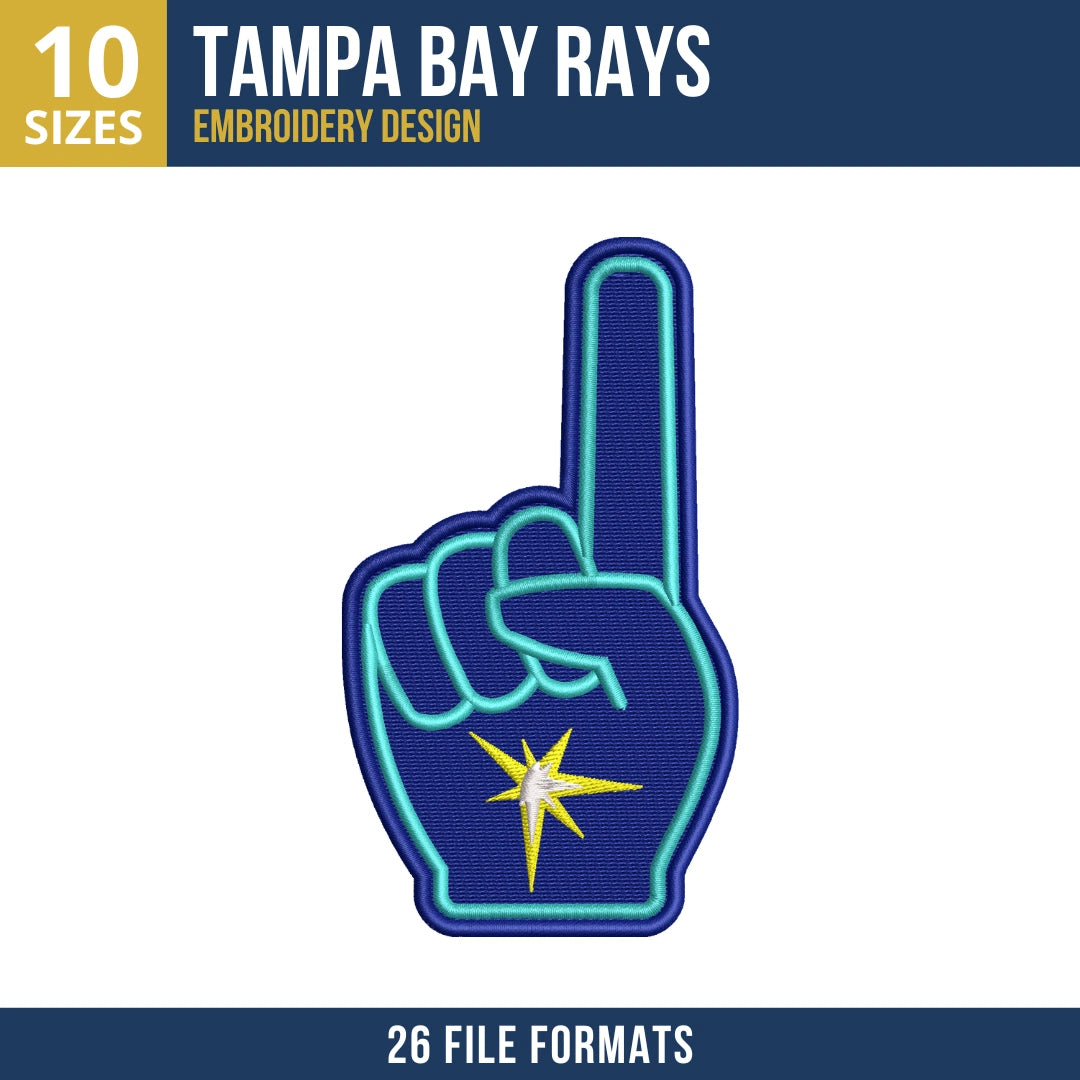 Tampa Bay Rays Finger Sunburst Embroidery Design
