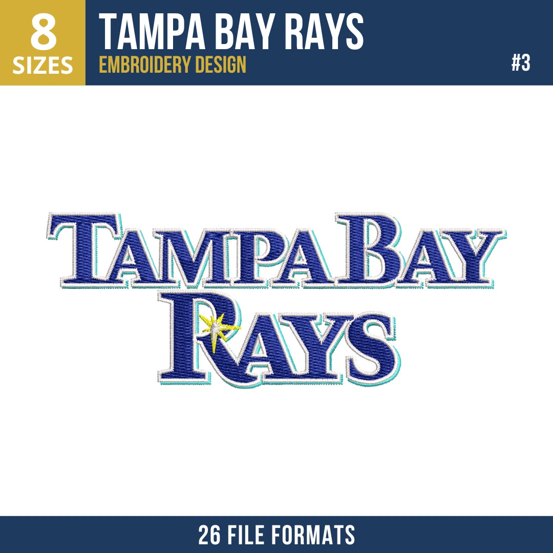 Tampa Bay Rays Embroidery Bundle – 6 Designs, 26 Formats