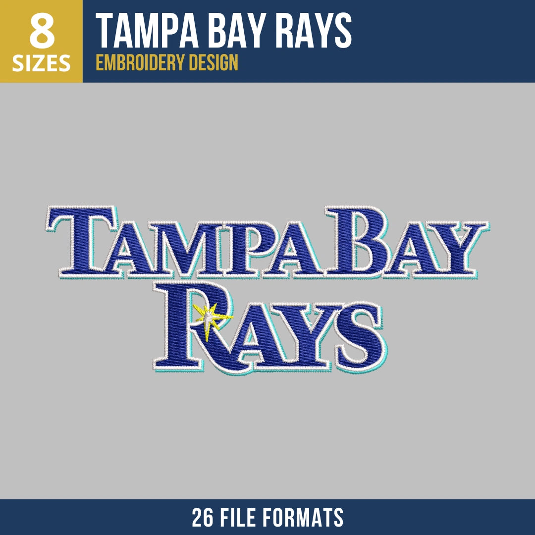 Tampa Bay Rays Stacked Wordmark Embroidery Design