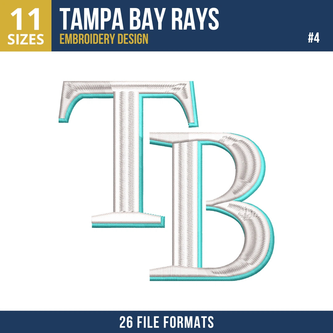 Tampa Bay Rays Embroidery Bundle – 6 Designs, 26 Formats