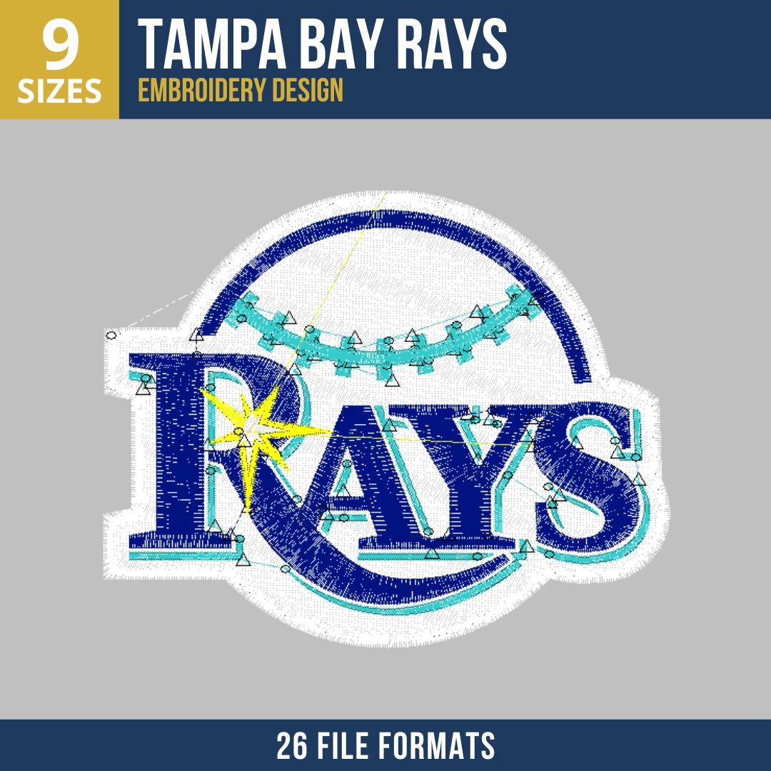 Tampa Bay Rays Wordmark Baseball Embroidery Design