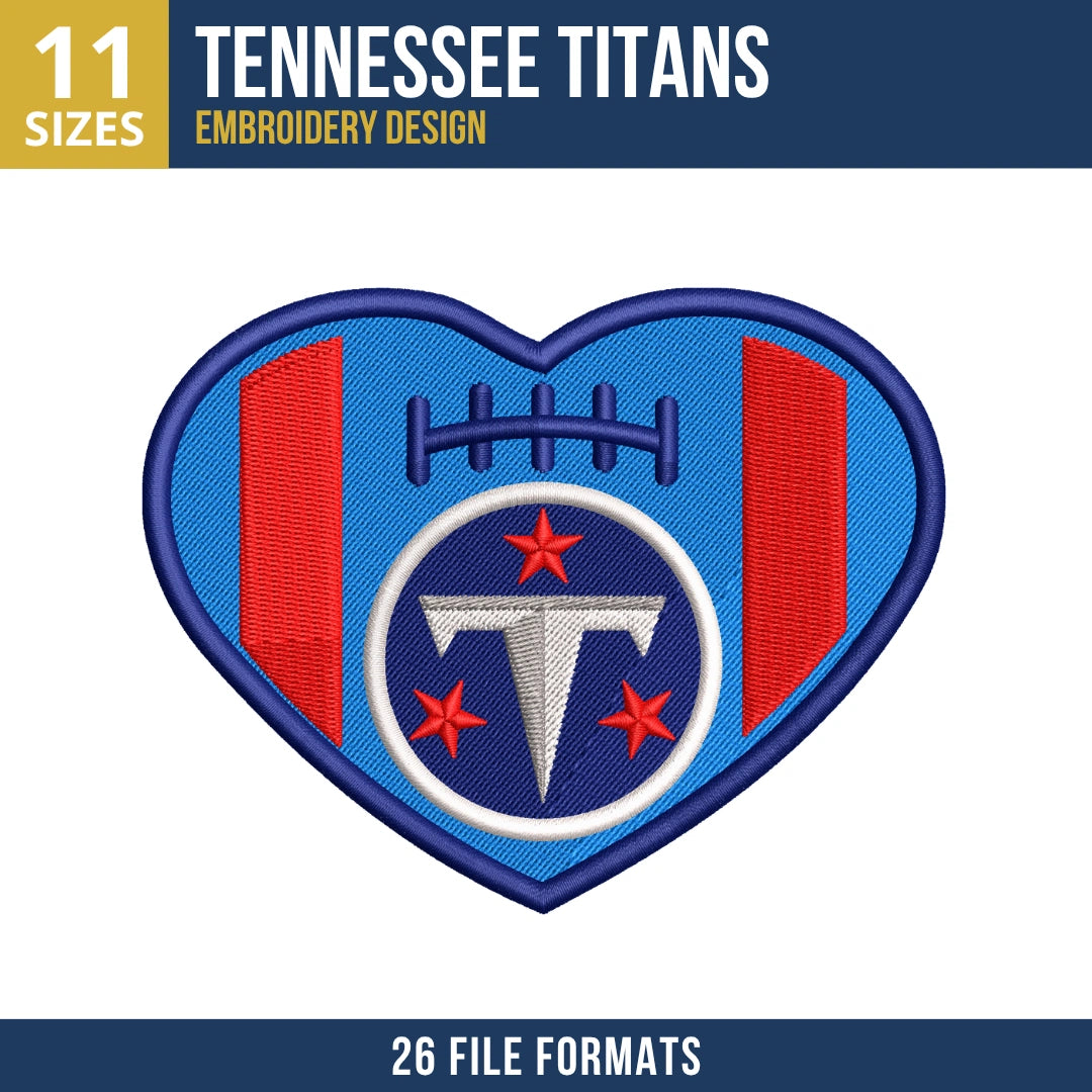 Tennessee Titans Heart Embroidery Design