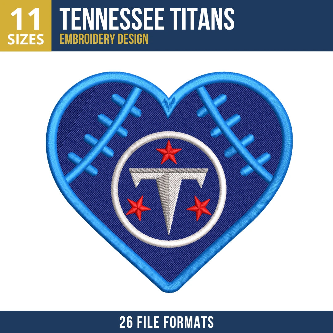 Tennessee Titans Heart Badge Embroidery Design