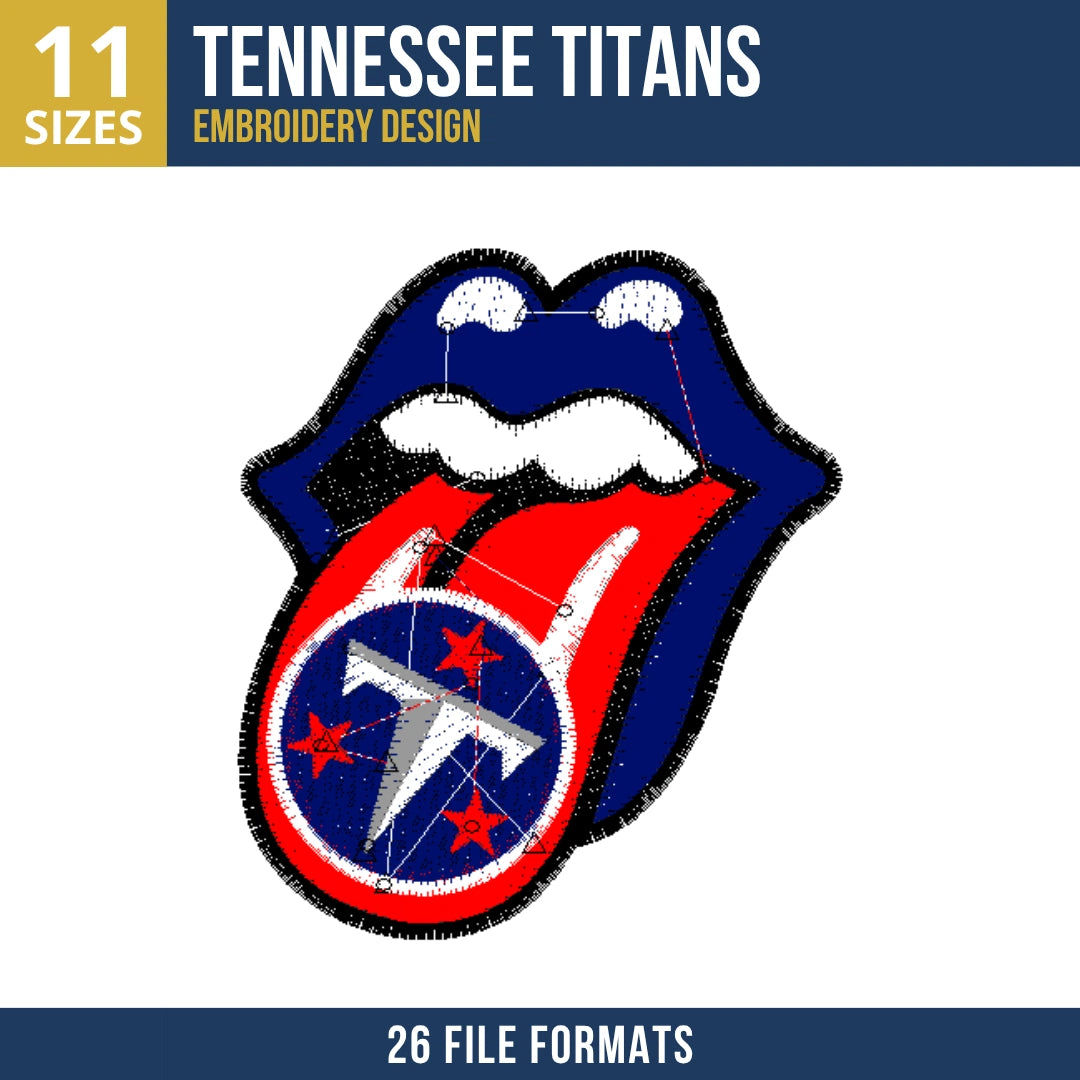Tennessee Titans Lips and Tongue Embroidery Design