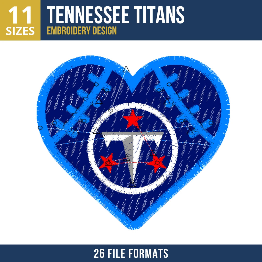 Tennessee Titans Heart Badge Embroidery Design