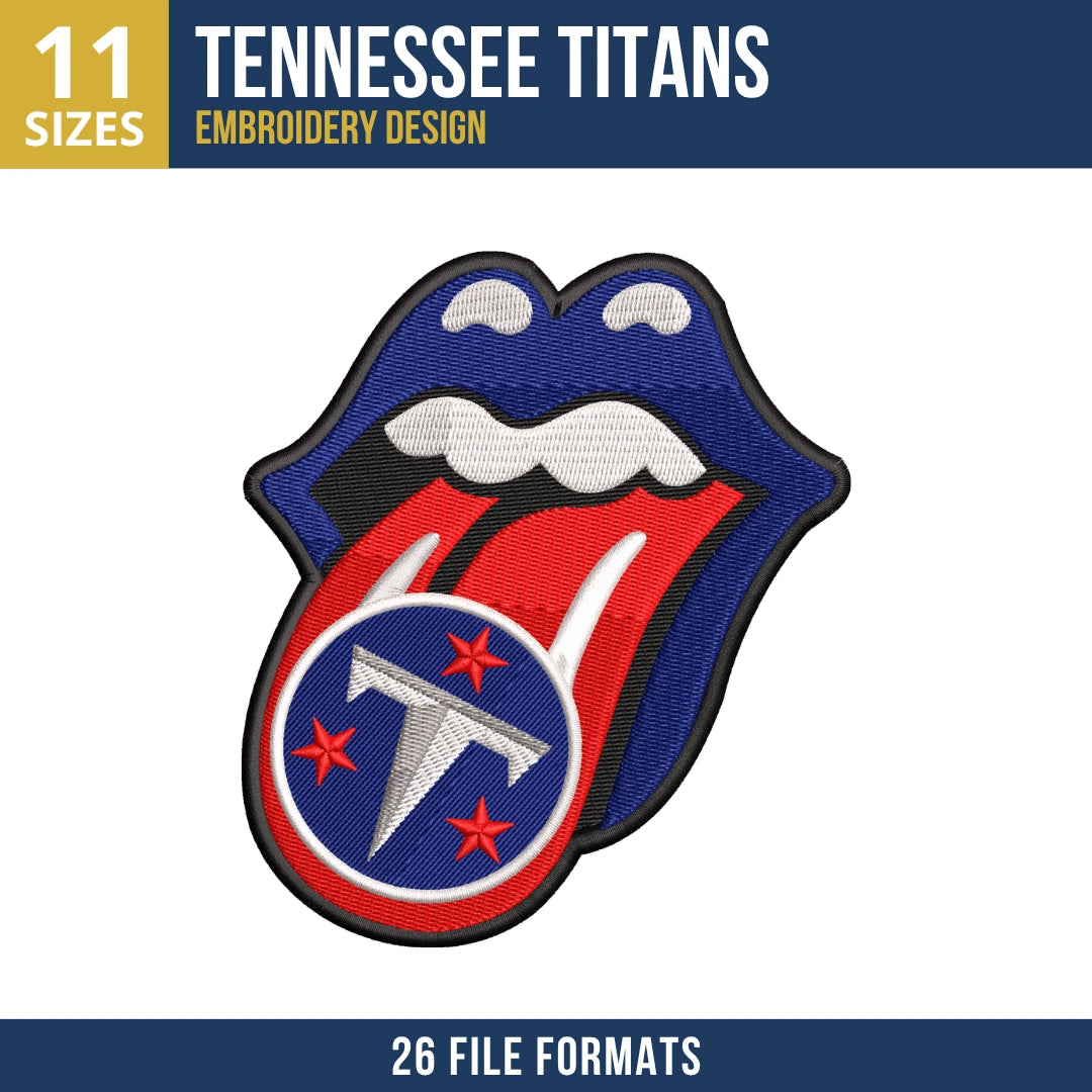 Tennessee Titans Lips and Tongue Embroidery Design