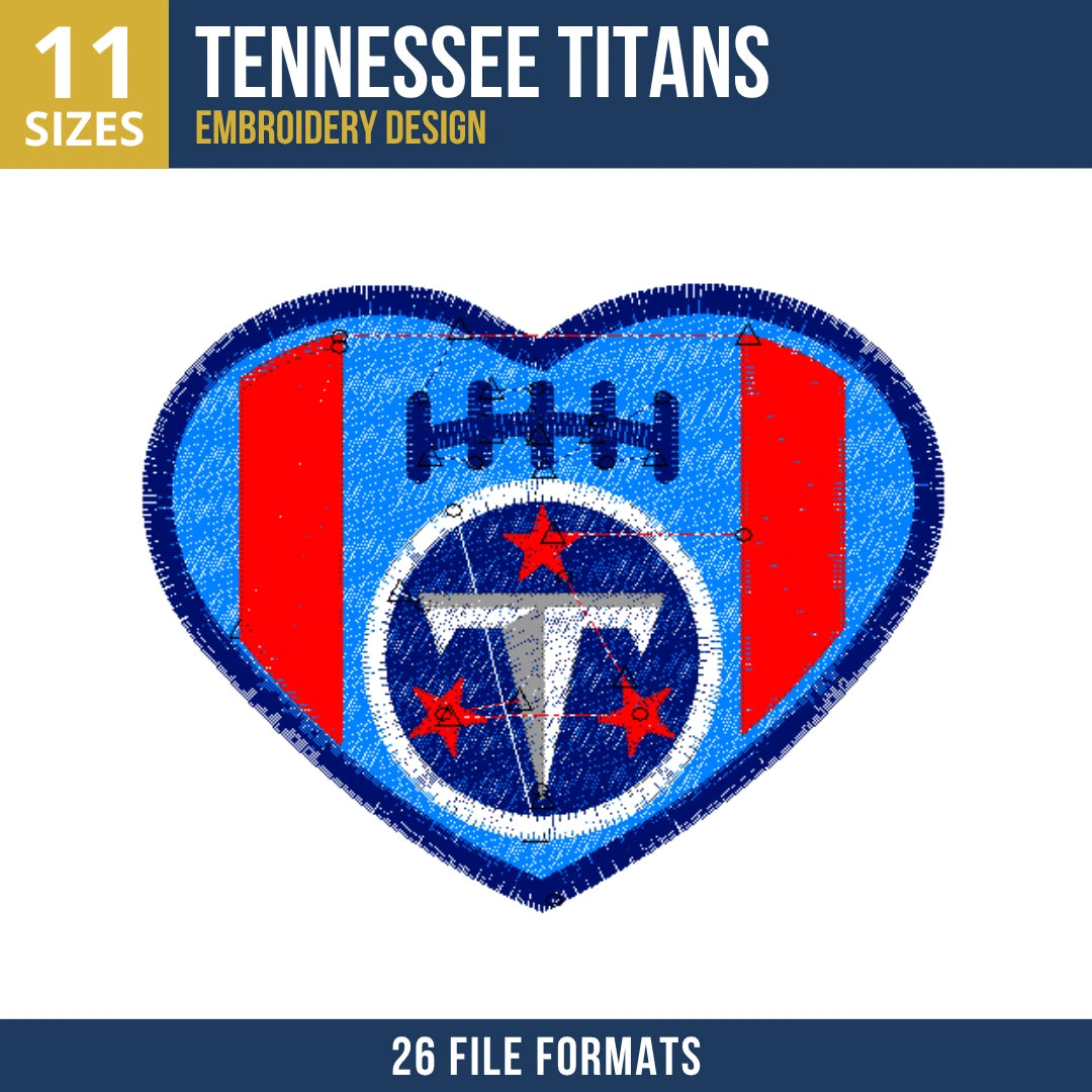 Tennessee Titans Heart Embroidery Design