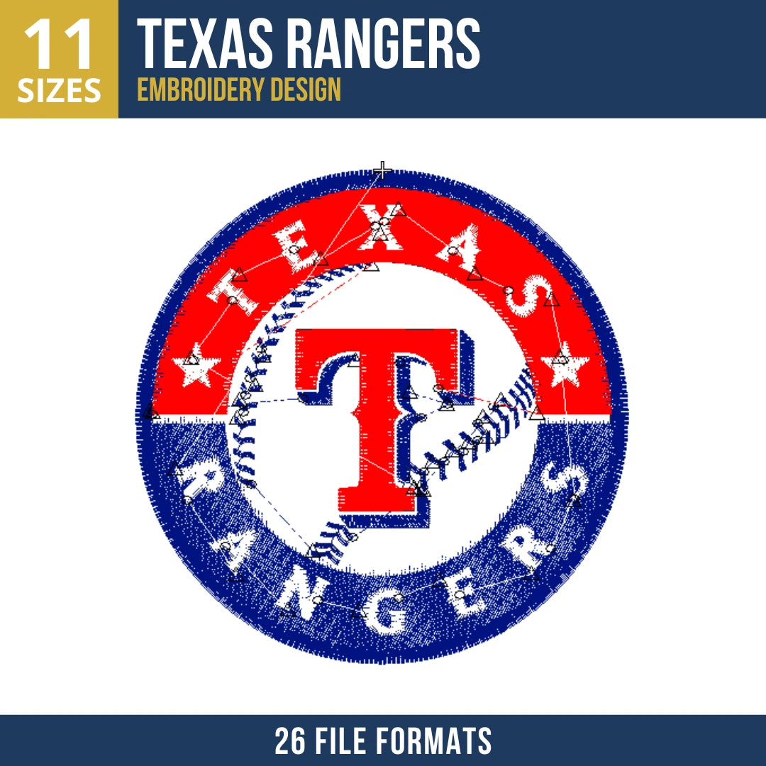 Texas Rangers Circular Team Badge Embroidery Design