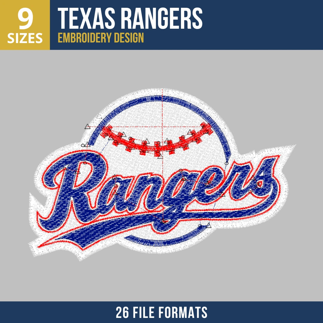 Texas Rangers Wordmark Baseball Embroidery Design