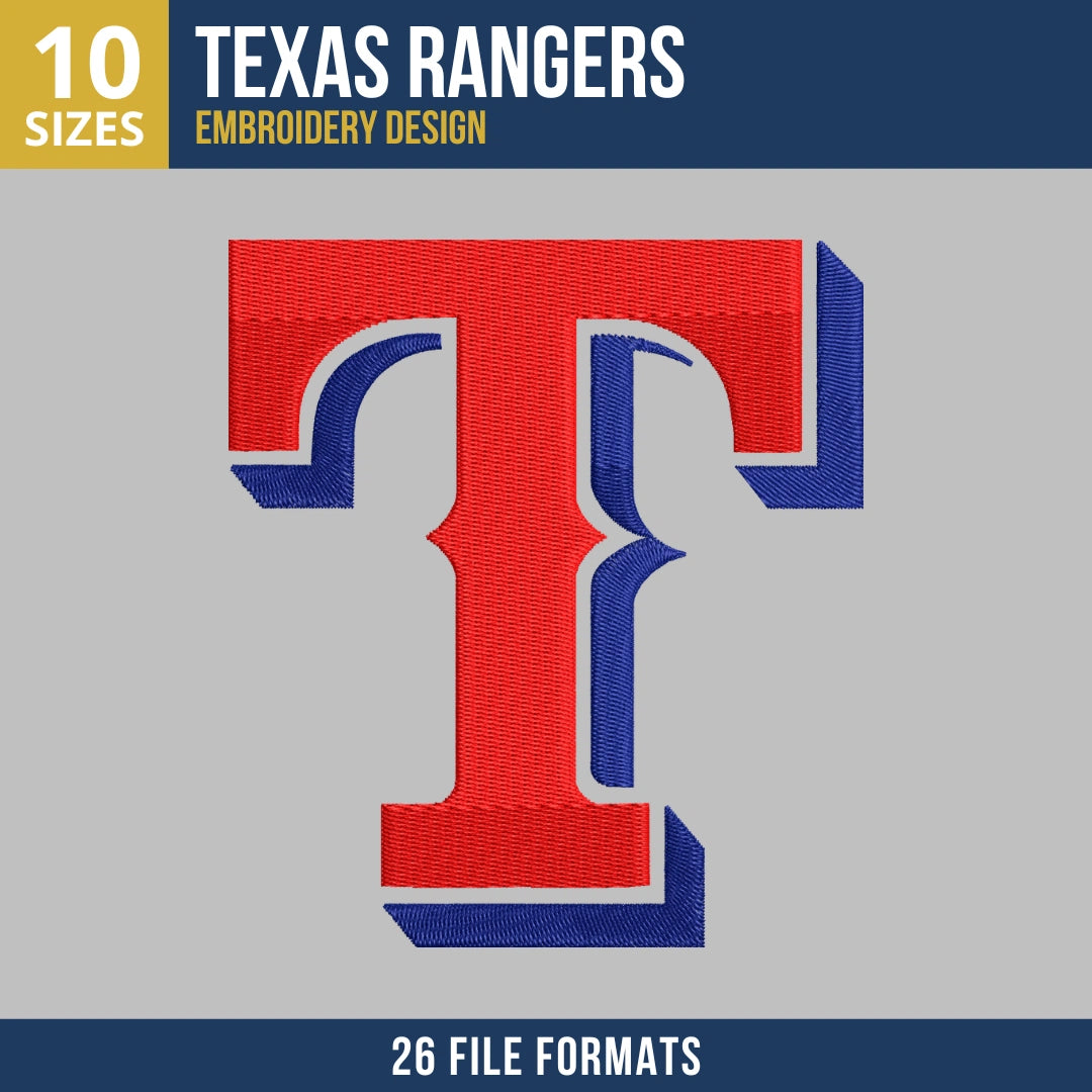 Texas Rangers T Monogram Embroidery Design