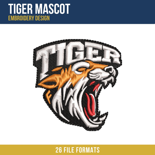Tiger Mascot Embroidery Design