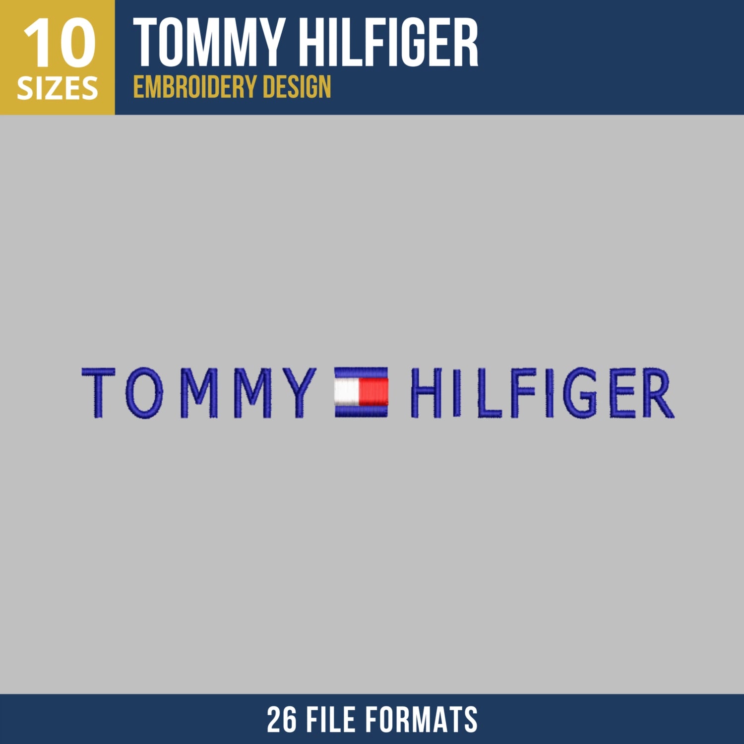 Tommy Hilfiger Text Logo Machine Embroidery Design