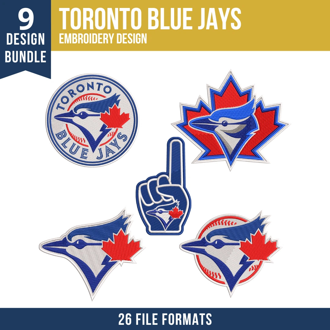 Toronto Blue Jays Embroidery Bundle – 9 Designs, 26 Formats