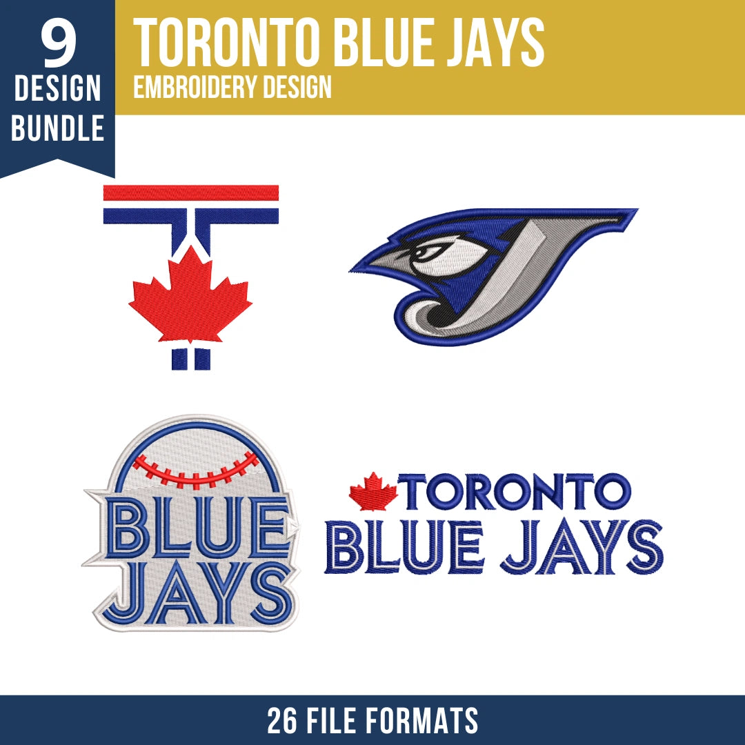 Toronto Blue Jays Embroidery Bundle – 9 Designs, 26 Formats