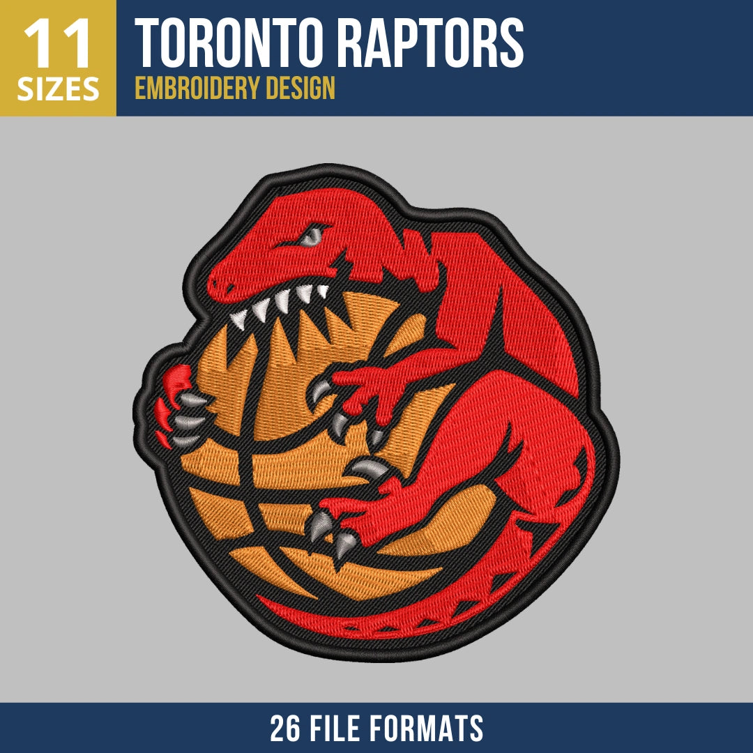 Toronto Raptors Curled Mascot Embroidery Design