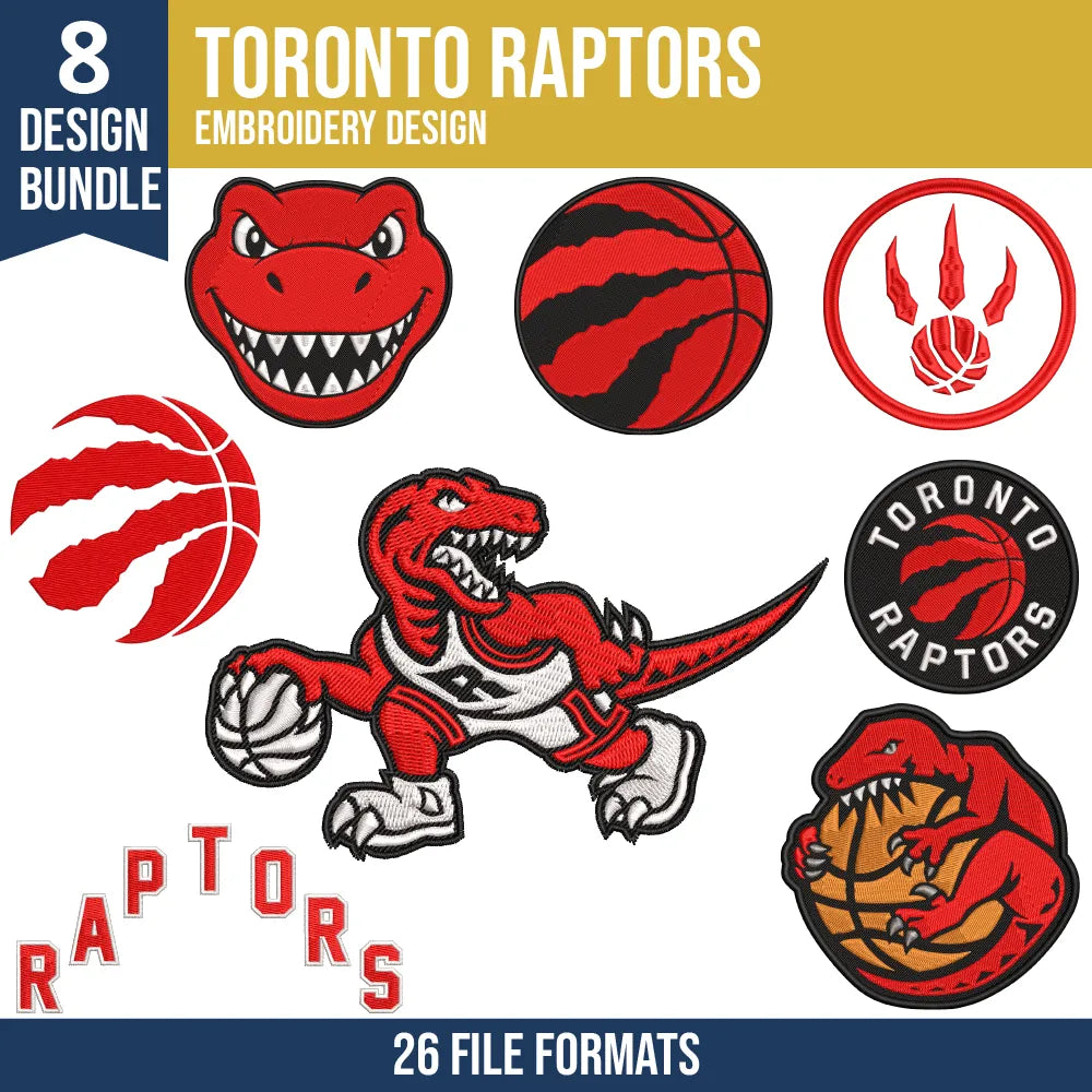 Toronto Raptors Embroidery Bundle | 8 Designs