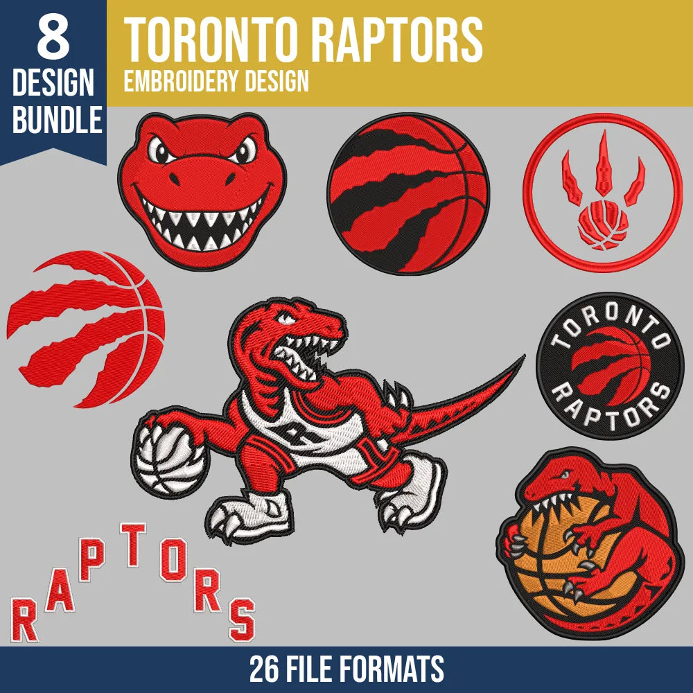 Toronto Raptors Embroidery Bundle | 8 Designs