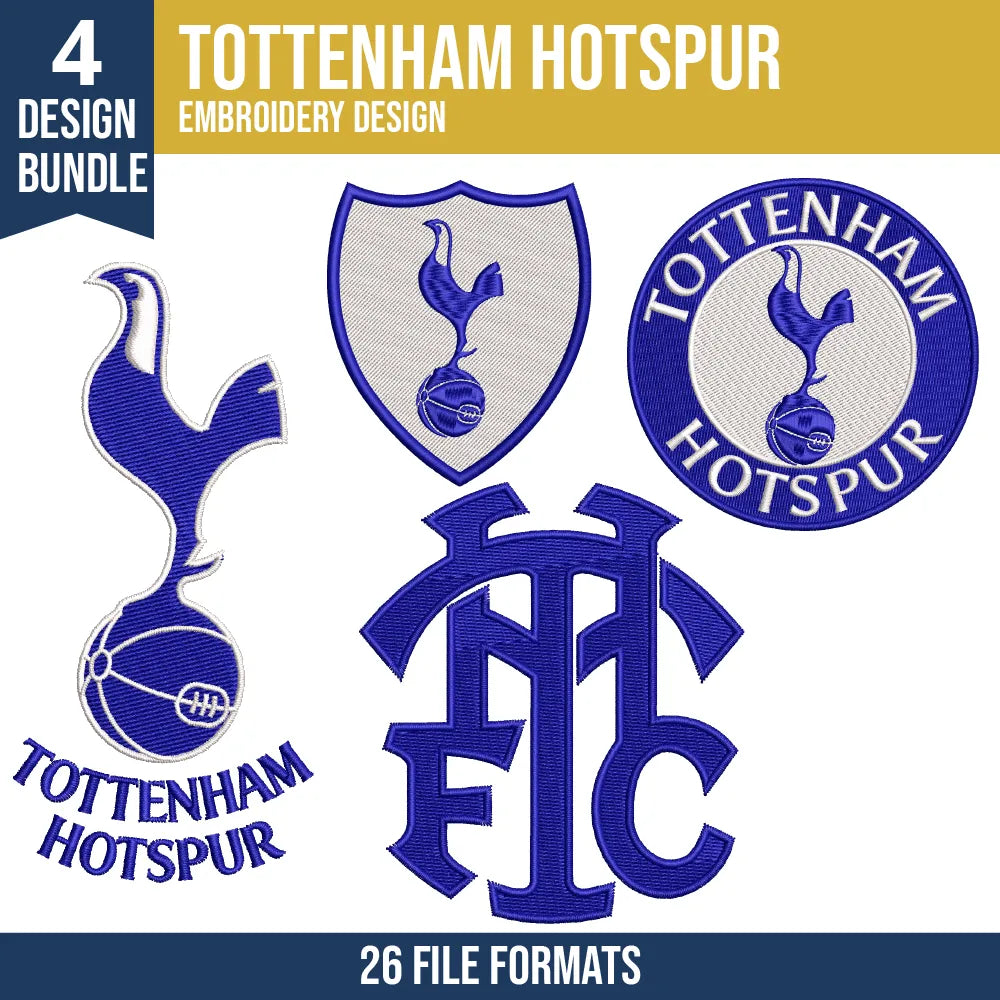 Tottenham Hotspur Embroidery Design Bundle | 4 Designs