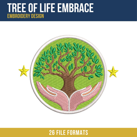 Tree of Life Embrace Embroidery Design