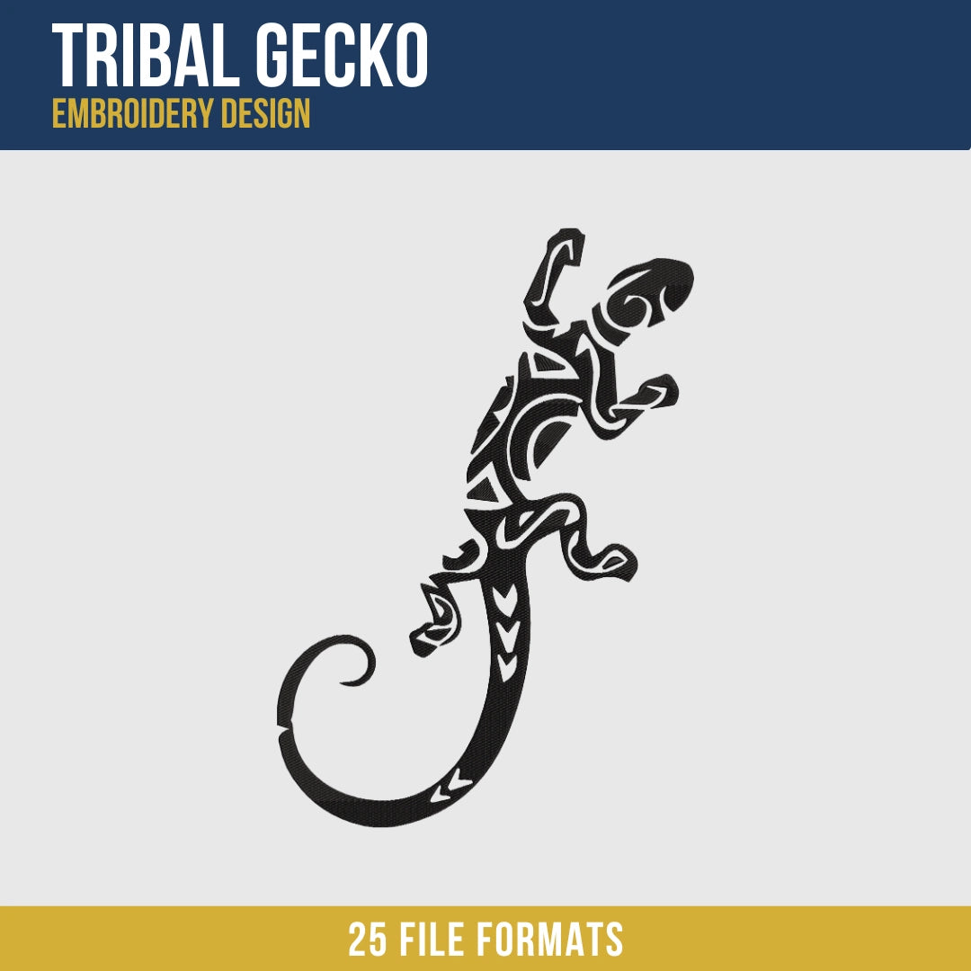 Tribal Gecko Embroidery Design