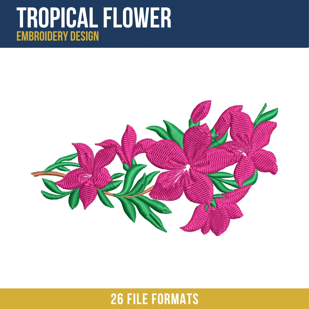 Tropical Flower Embroidery Design