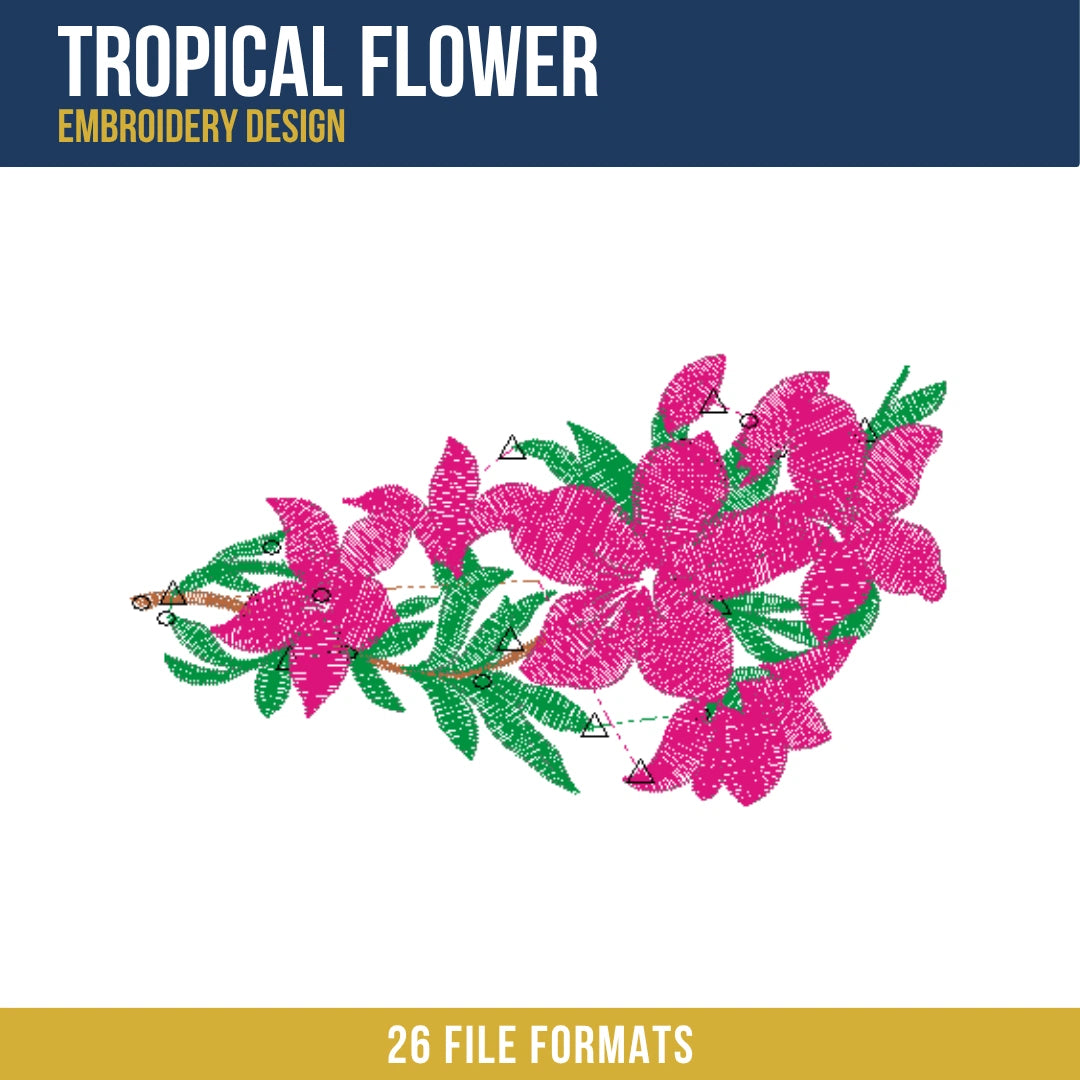Tropical Flower Embroidery Design