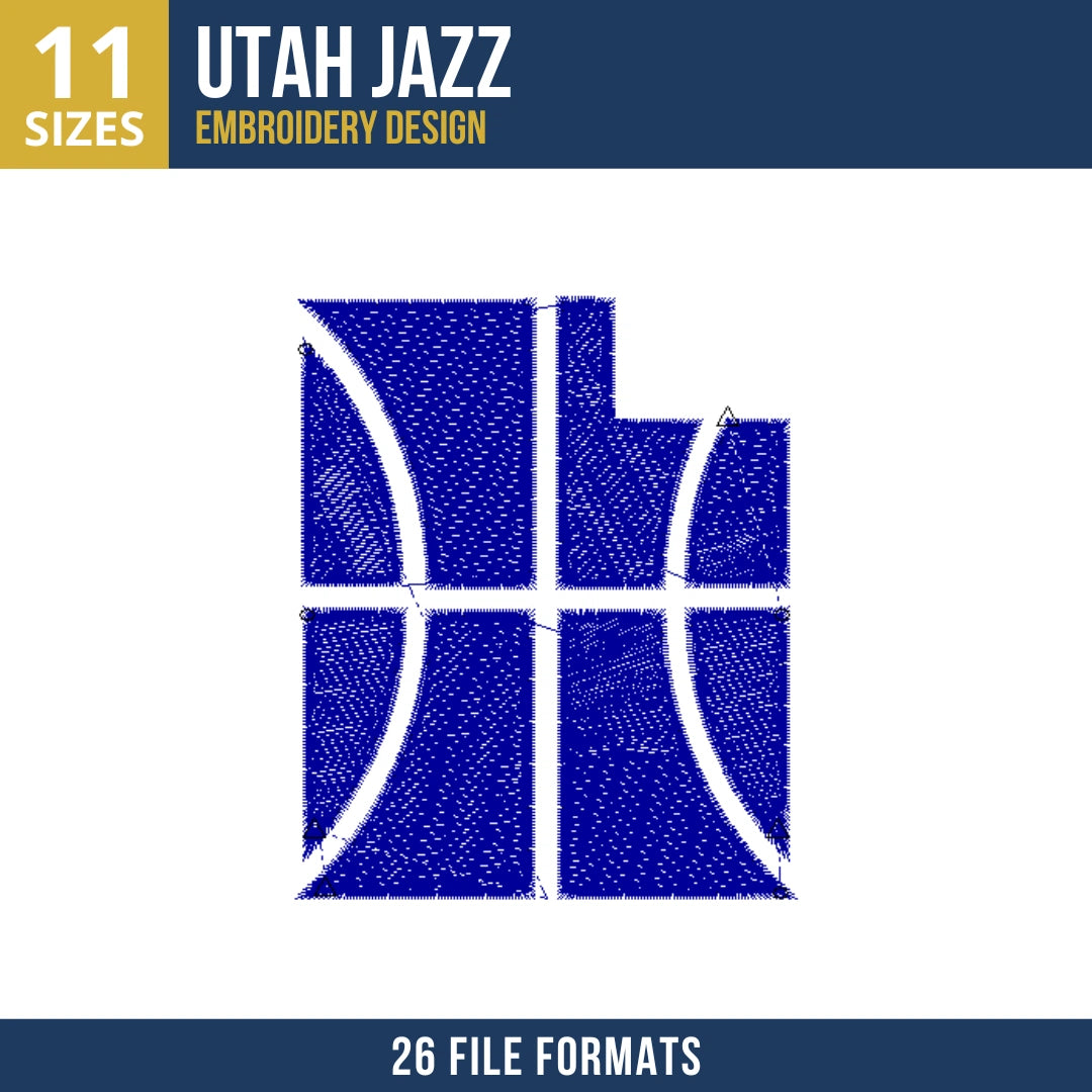 Utah Jazz Modern Block Logo Basketball Embroidery Design