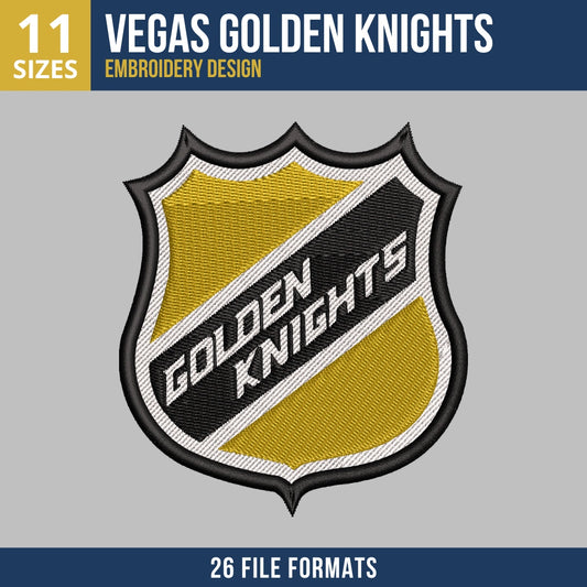 Vegas Golden Knights Shield Badge Embroidery Design 