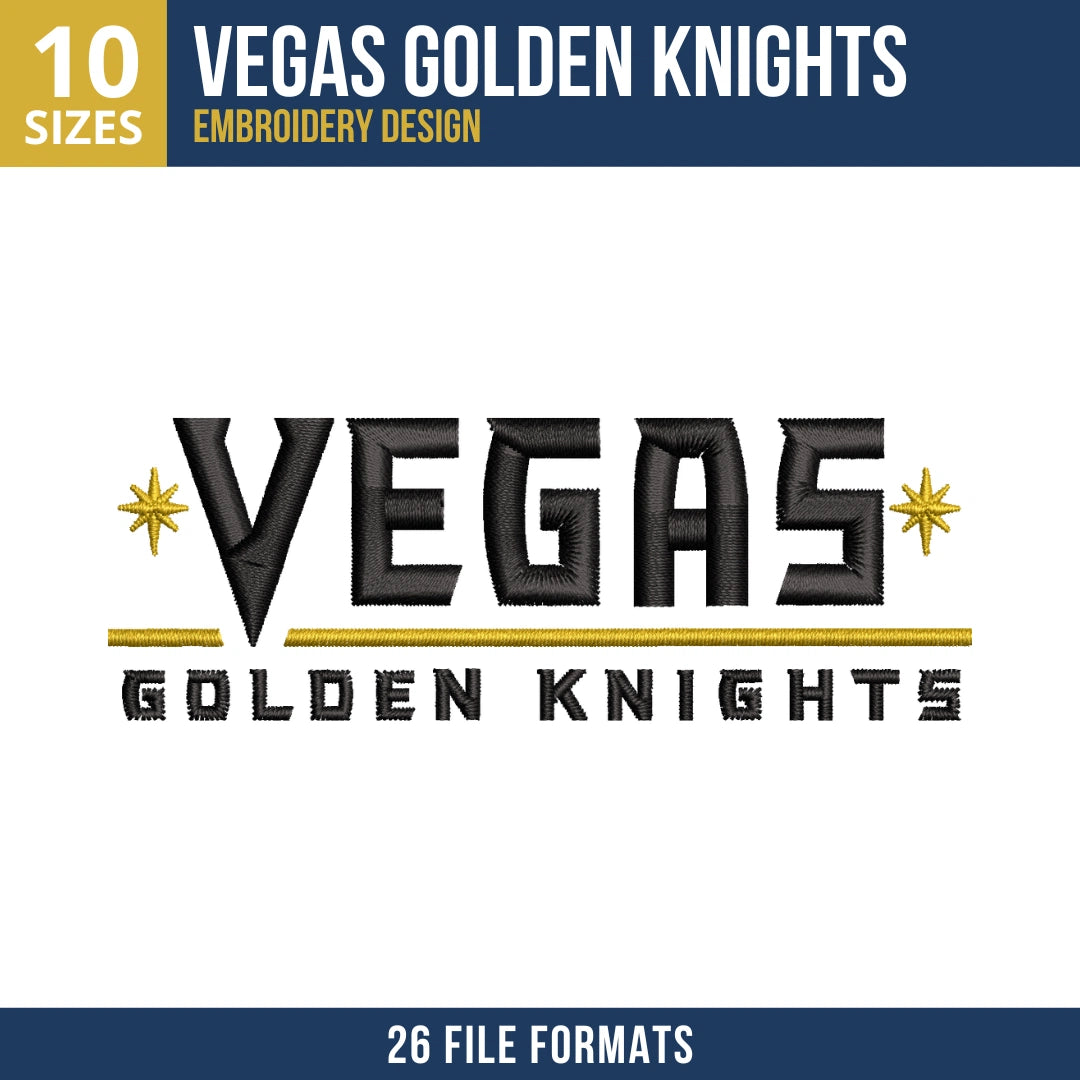 Vegas Golden Knights Wordmark Embroidery Design