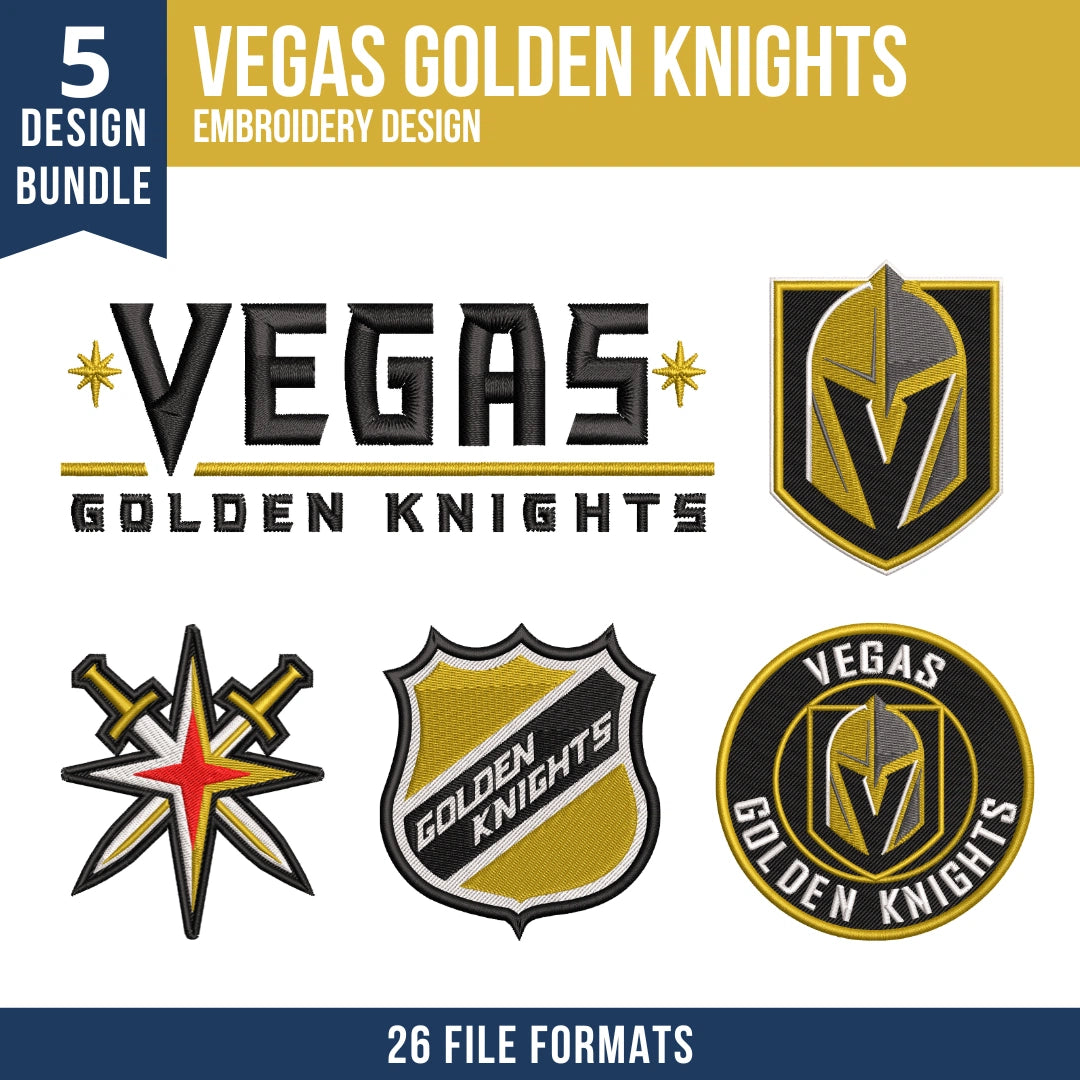 Vegas Golden Knights Embroidery Design Bundle
