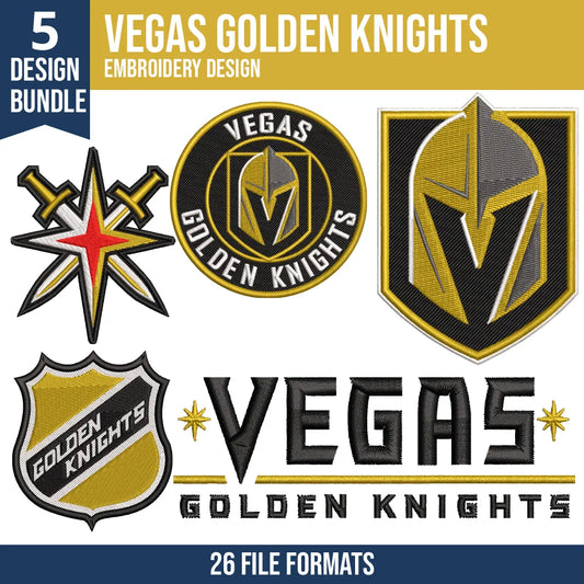 Vegas Golden Knights Embroidery Design Bundle | 5 Designs
