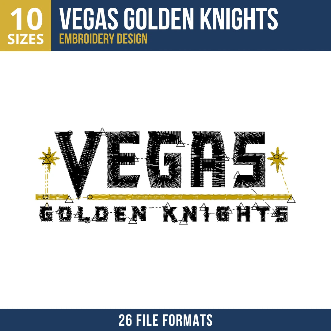 Vegas Golden Knights Wordmark Embroidery Design