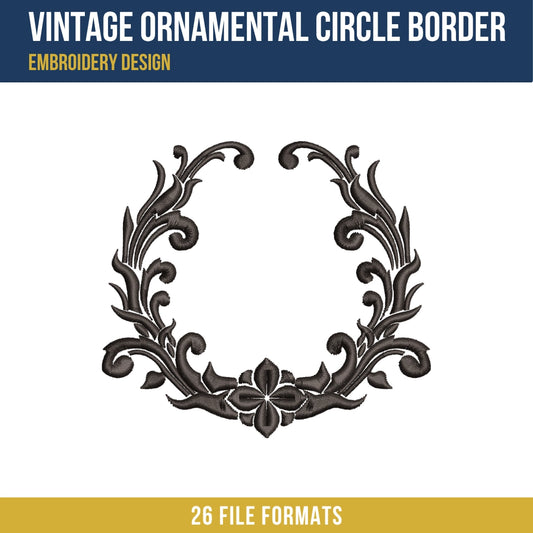 Vintage Ornamental Circle Border Embroidery Design