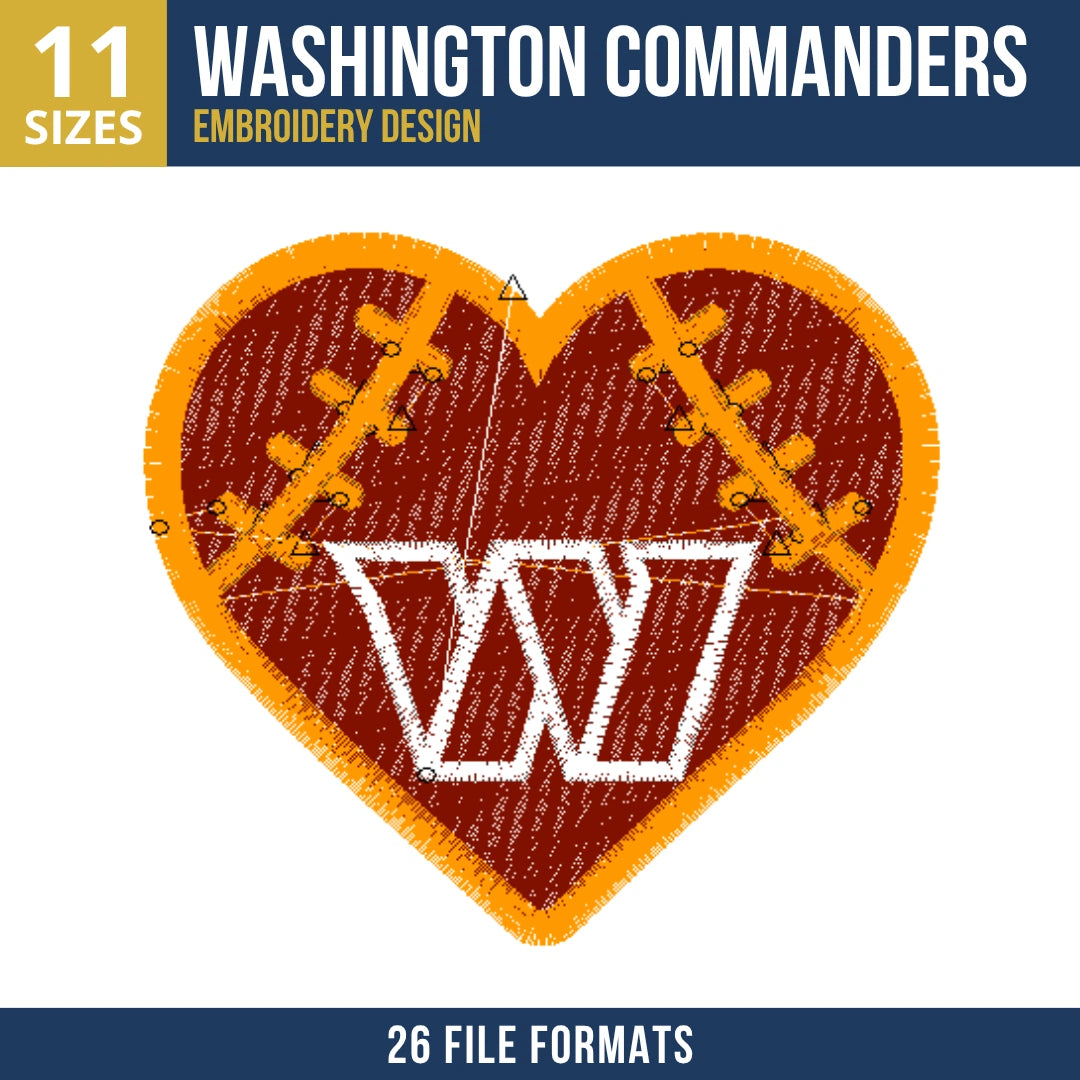 Washington Commanders Heart Badge Embroidery Design