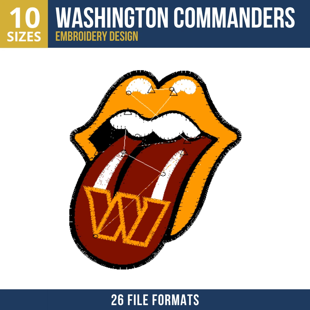 Washington Commanders Lips and Tongue Embroidery Design