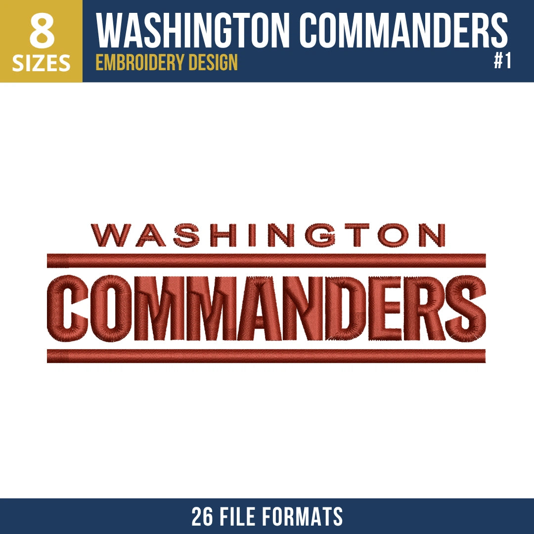 Washington Commanders Embroidery Bundle | 8 Designs