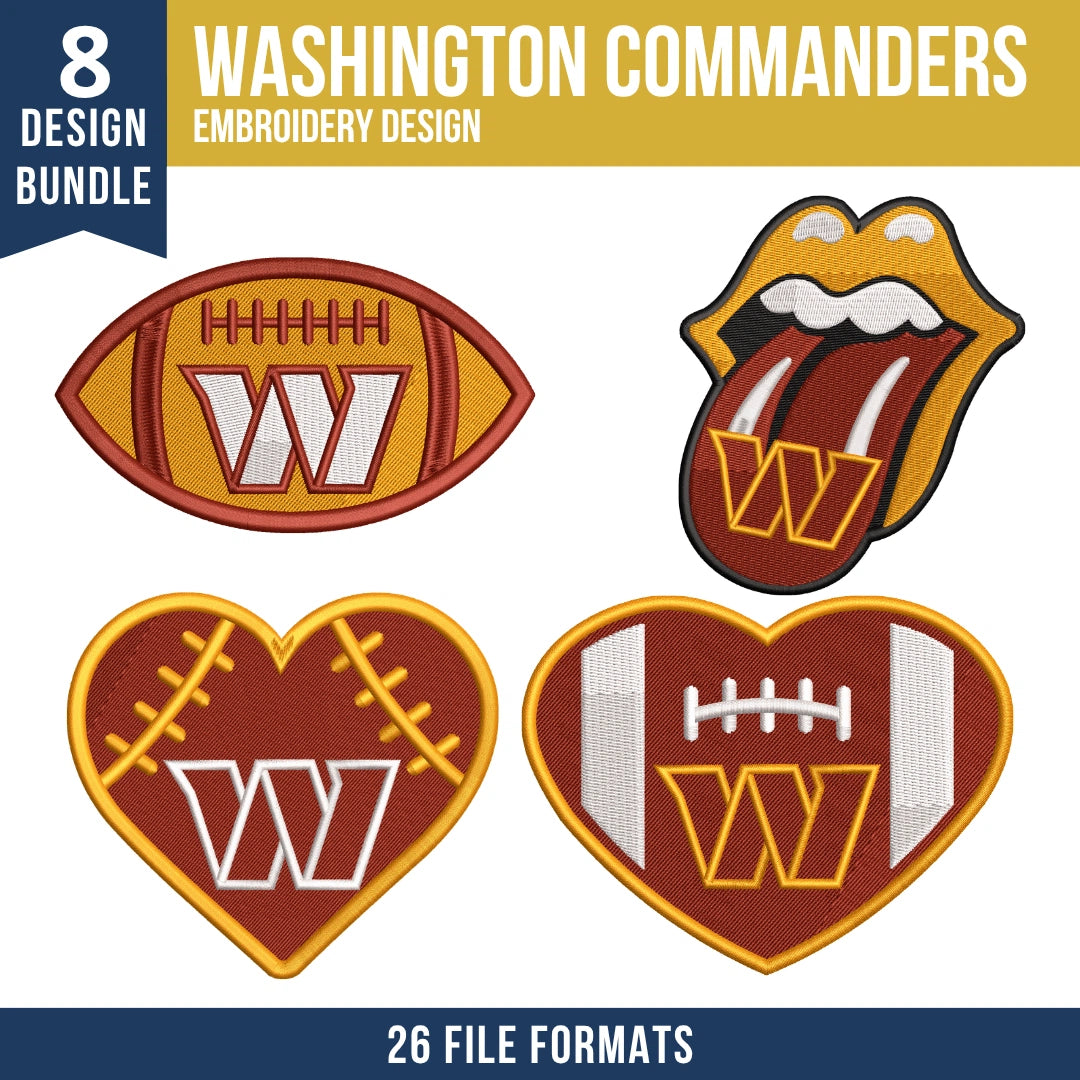 Washington Commanders Embroidery Bundle | 8 Designs