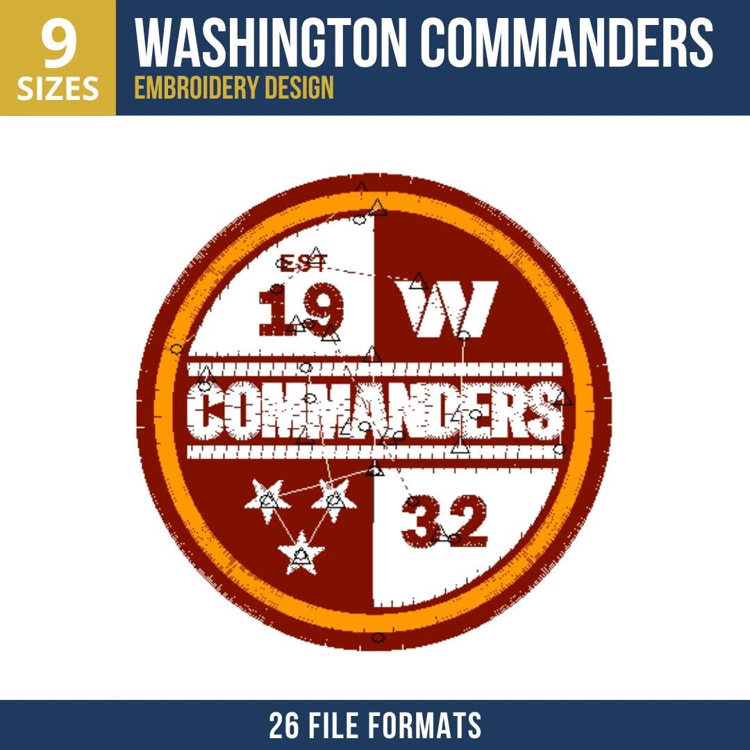 Washington Commanders Quadrant Badge Embroidery Design
