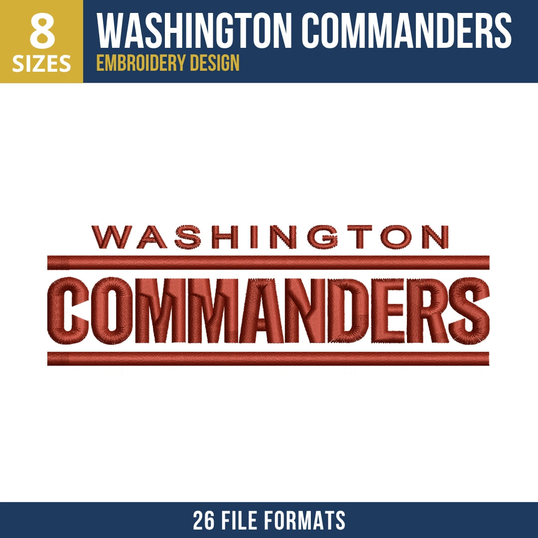 Washington Commanders Wordmark Embroidery Design