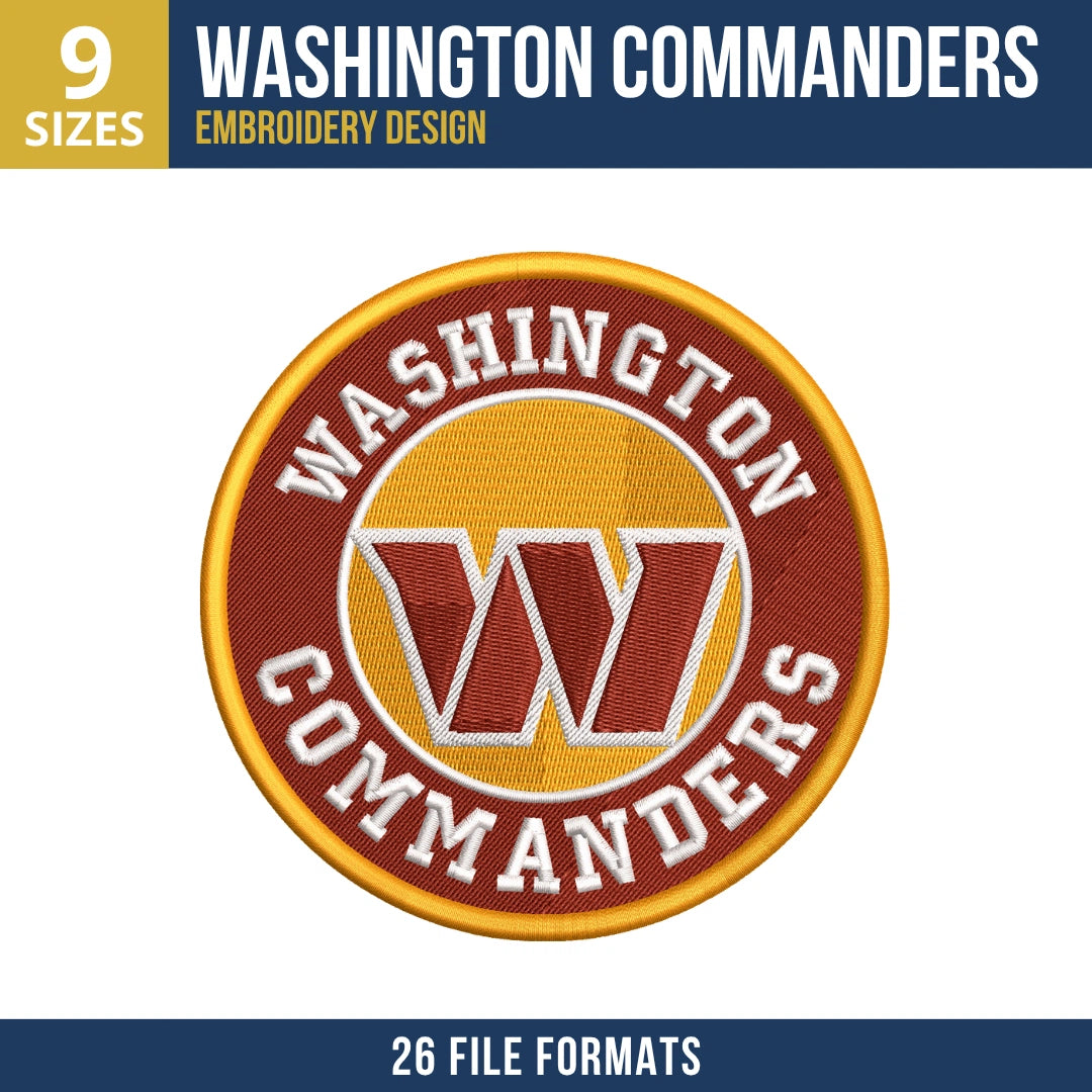 Washington Commanders Circular Badge Embroidery Design