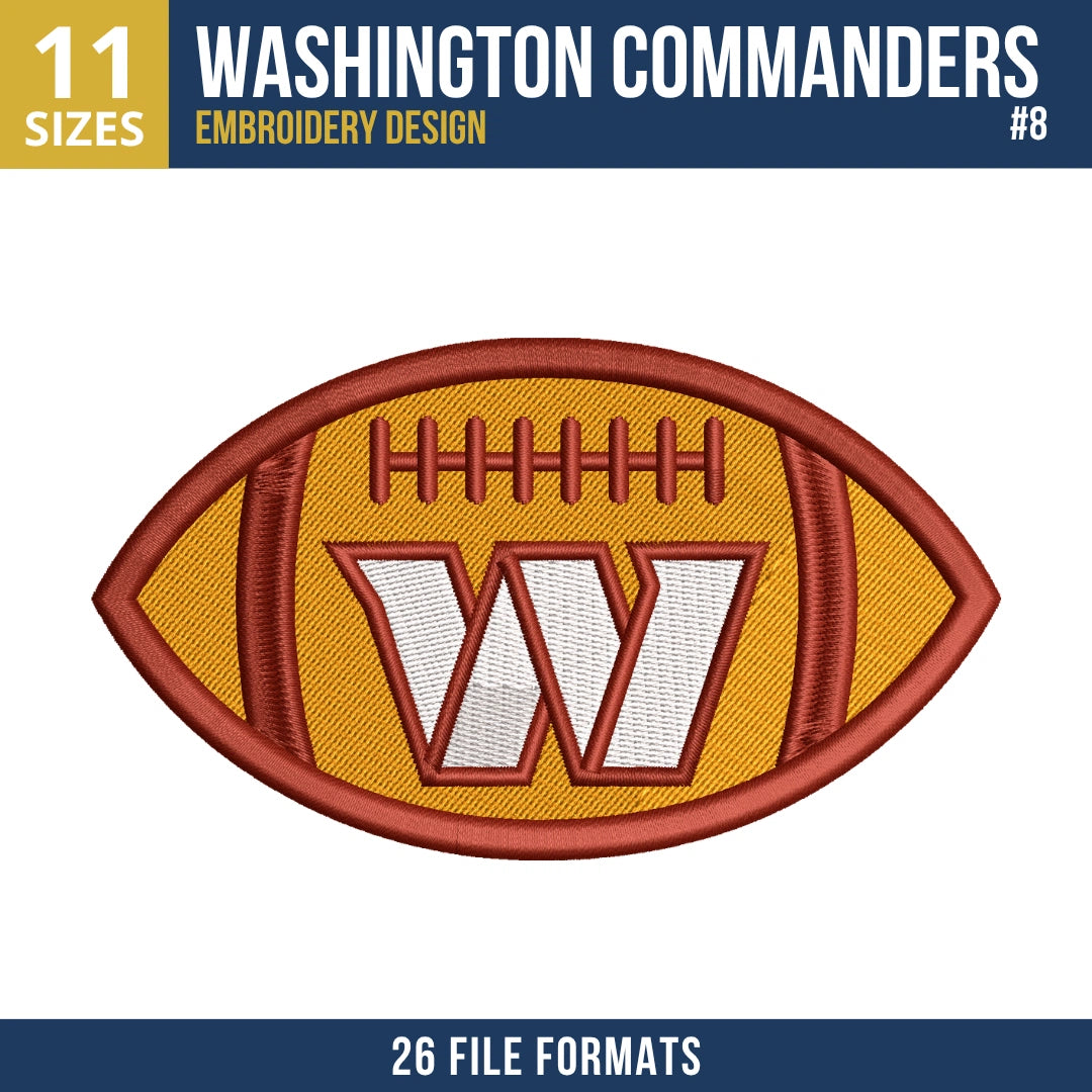 Washington Commanders Embroidery Bundle | 8 Designs