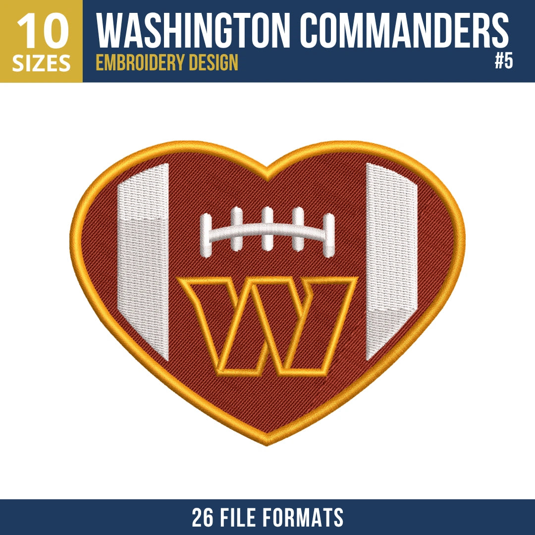 Washington Commanders Embroidery Bundle | 8 Designs