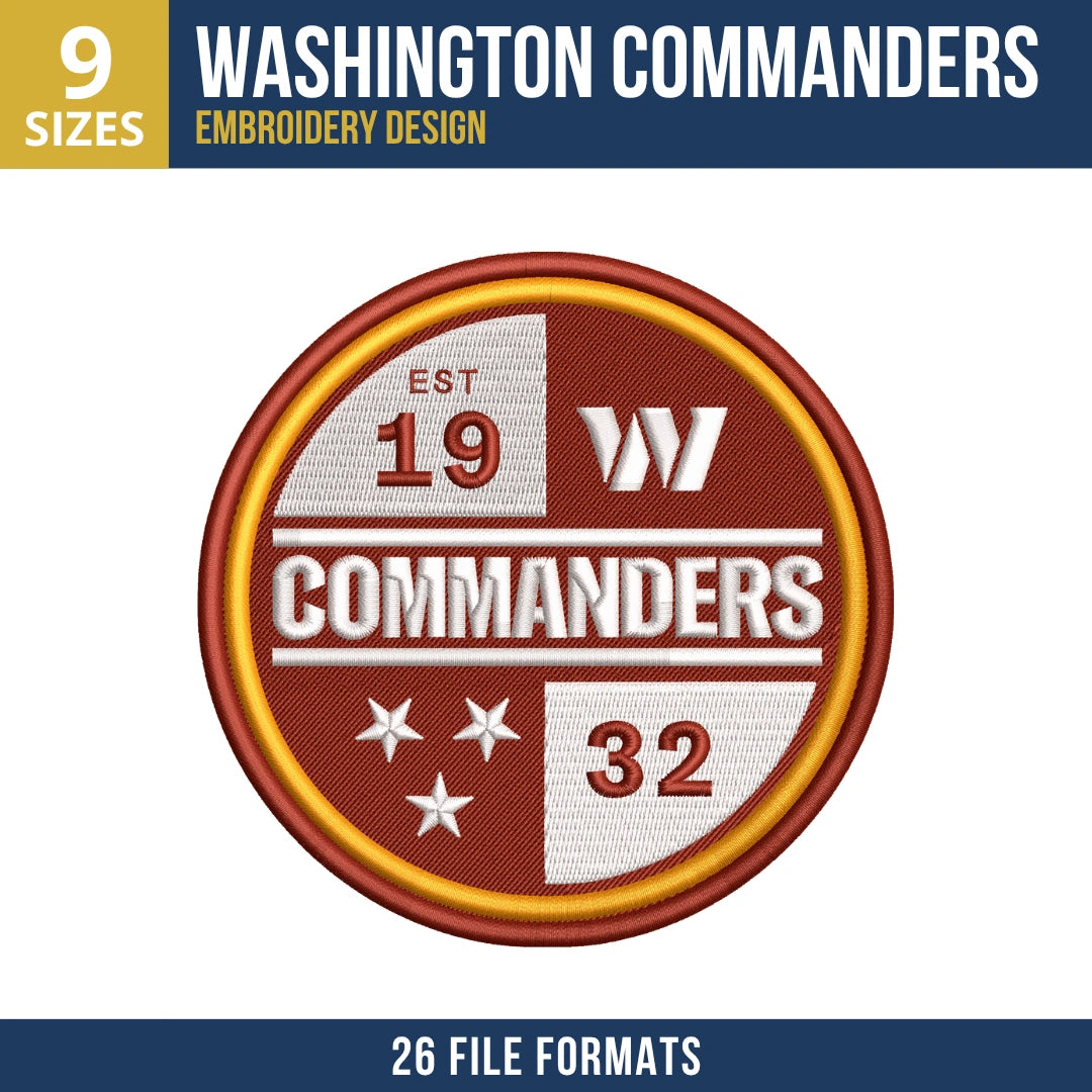 Washington Commanders Quadrant Badge Embroidery Design