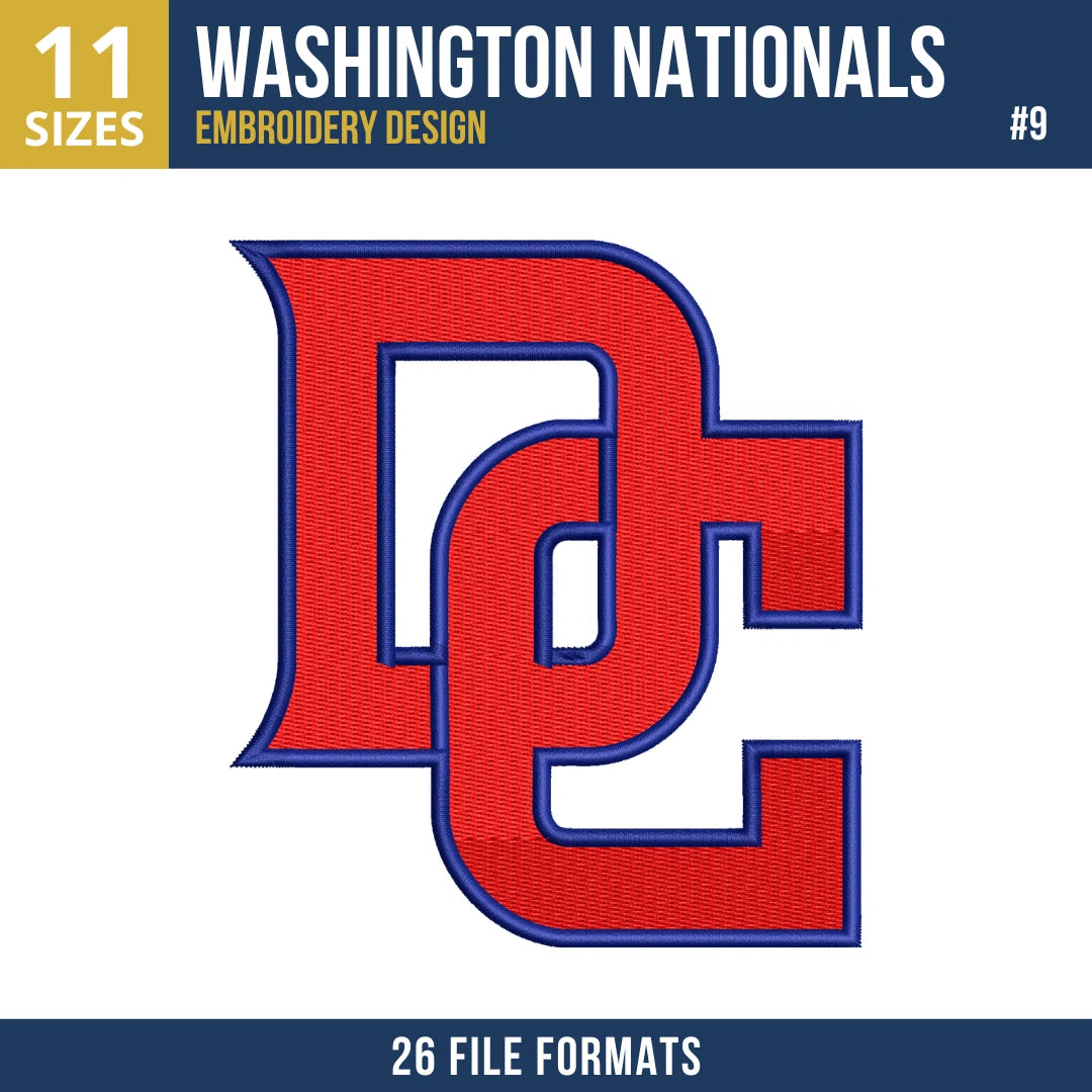 Washington Nationals Embroidery Bundle – 10 Designs, 26 Formats